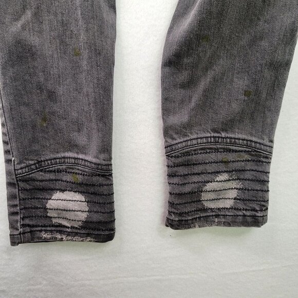 Vintage1 Black Distressed Skinny Jeans Zipper Ankle Stitch Detailing Size 25 - Picture 7 of 15